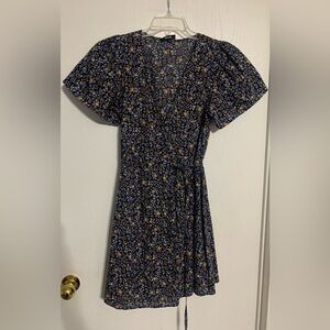 Madewell floral print short sleeve mini wrap dress